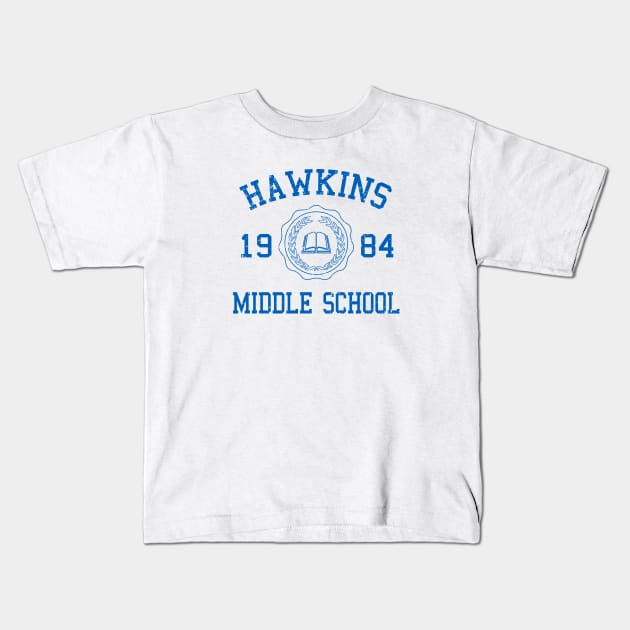 Hawkins Middle School Kids T-Shirt by SeattleDesignCompany